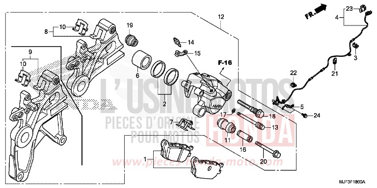 REAR BRAKE CALIPER for CTX700 ABS PEARL FADELESS WHITE (NH341) from 2014